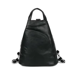 Women's PU Leather Convertible Crossbody Sling Backpack Bag in Black - Black - Size: One Size