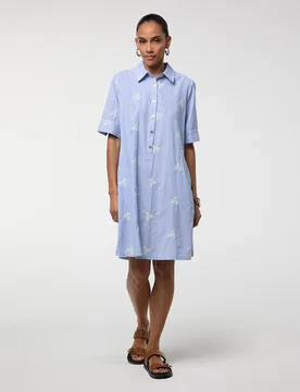 Vestido corto de rayas con flores bordadas - Lola Casademunt - FashionsVida