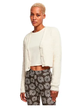 Cardigan Cropped Feather White Sand 2XL - Urban classics - FashionsVida