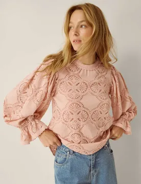 Lace Round Neck Top Blush female - Monsoon - FashionsVida