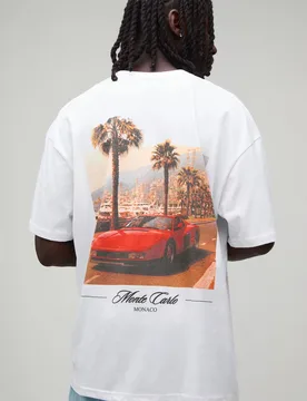 Herren Weißes Übergroßes Monte Carlo Fotodruck Oberteil White Größe 2XL - boohooMAN - FashionsVida