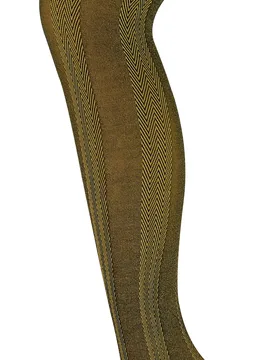 Womens - Ladies Coloured 80 Denier Opaque Fashion Tights - Striped - Mustard - Size Medium - Sock Snob - FashionsVida