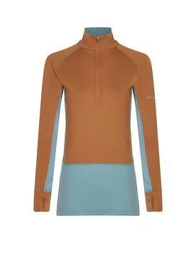 Camiseta interior de manga larga con cremallera 200 ZoneKnit Merino para mujer marrón claro M - Icebreaker - FashionsVida
