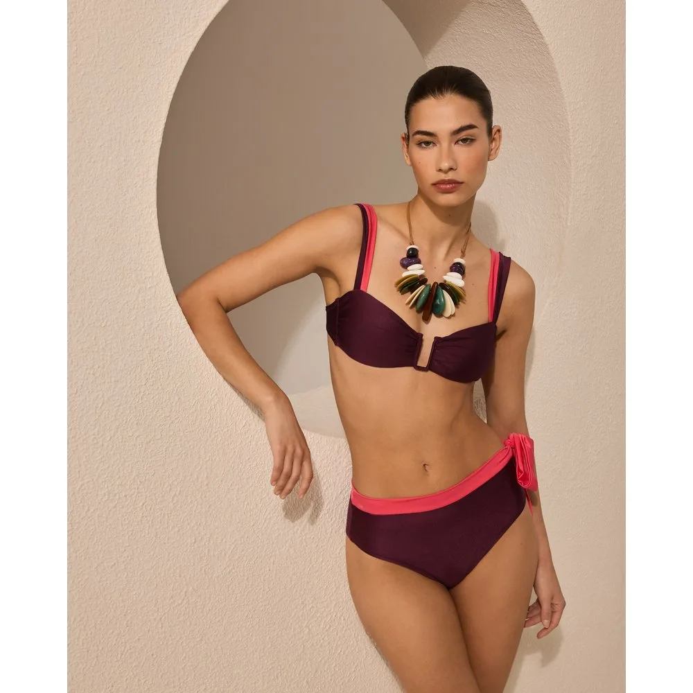 Braga alta de bikini con detalle de lazo - Énfasis - FashionsVida