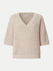 Strickpullover Amber mit V- Ausschnitt Beige M