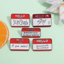 Interesting Dialogs Hello I Am Enamel Pins Funny Proverb Brooch Lapel Badge Rainbow Colrful Square Pin Accessories for Backpack