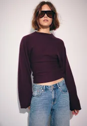 Strickpullover mit Kimonoärmeln und Stehkragen Dunkles Purpurrot XL