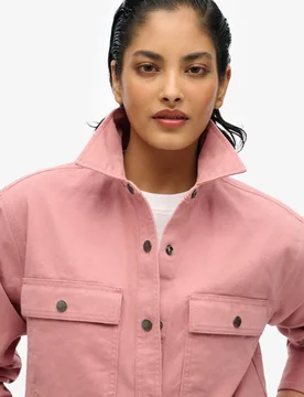 Superdry Damen Baumwolle Workwear-Hemdjacke, Rosa - Größe: 38 - 94.99 - FashionsVida