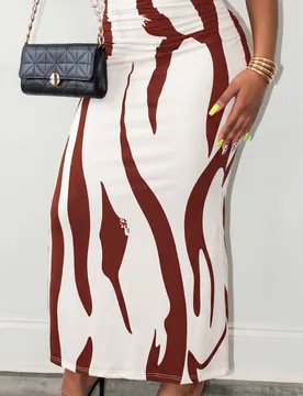 Falda de mujer con estampado de color block y diseño de cola de sirena, de moda para otoño L - Shein - FashionsVida