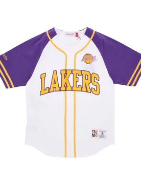 Casacca Bottoni Uomo Nba Practice Day Button Front Jersey Hardwood Classics Loslak White - Mitchell & Ness - FashionsVida