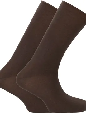 Pack de 2 pares de calcetines en algodón de hombre cortos con puño roulé en color marrón - Punto Blanco - FashionsVida