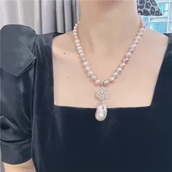 Natural 9-10mm multicolour Pearl Necklace Handmade For Women