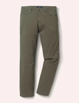 Extraglatt-Thermo Five Pocket, Regular Fit#normale Größen#untersetzte Größen, Farbe Grün, 50, 100% bügelfrei atmungsaktives Flanell-Futter Herre - Walbusch - FashionsVida