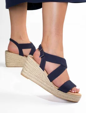 Suede Wedge Espadrilles Navy female - Jones Bootmaker - FashionsVida