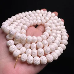 Natural yak bone hand-carved coins, 108 white auspicious Buddha beads, DIY accessories