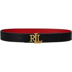 Cinturón de mujer reversible de piel con logotipo