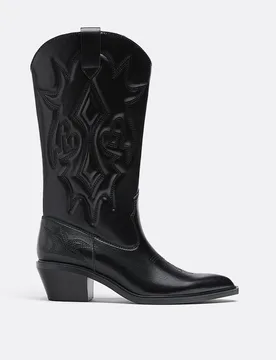 Cowboystiefel mit Absatz SCHWARZ 36 - Stradivarius - FashionsVida