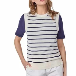 Jasmin Sleeveless Sweater Navy Stripe L Women