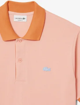 Polo de hombre de canalé en contraste de corte clásico en azul de manga corta - Lacoste - FashionsVida
