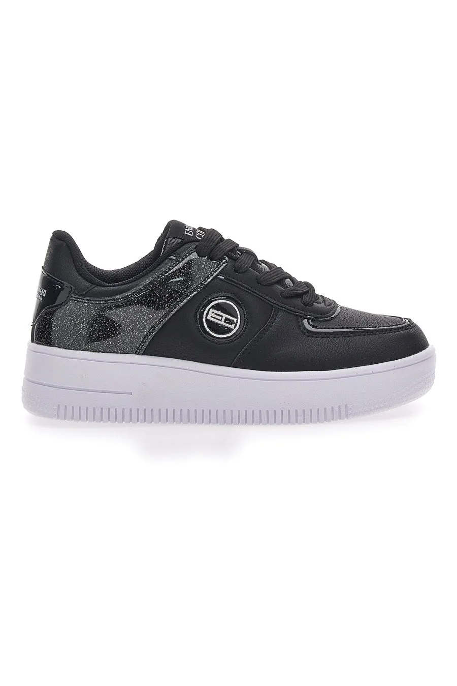 Sneakers Nere Con Flatform Amber Microfiber Metal 38 - COVERI - FashionsVida