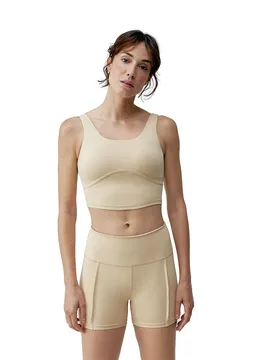 Haut De Sport Maintien Moyen Sayani Beige M - Born Living Yoga - FashionsVida