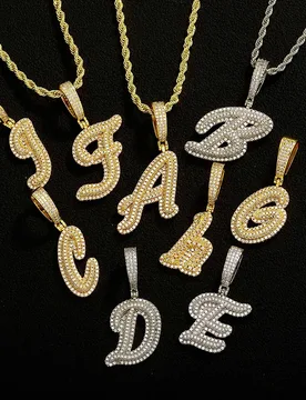 Vintage Cursive 26 A‑Z Letter Pendant Full Paved CZ Zircon DIY Splicable Art Font Hip‑Hop Necklace Charm for Men Women Wholesale - Aliexpress - FashionsVida