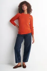 Women's Stud Embellished Fine Knit Jumper in Orange Size: Small - Orange - Size: S
