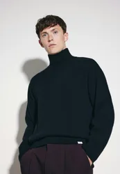 Stehkragenpullover mit Kaschmir Schwarz L