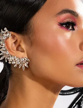 Fashion Trend Geometry Rhinestone Ear Clips Earrings for Women Wedding 2024 Crystal Earring Bride Luxury Accessories Gifts Party - Aliexpress - FashionsVida