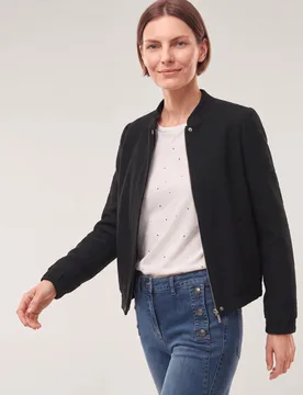 Blouson aus Boucle, normale Größen#Kurzgrößen, Farbe Schwarz, 20, strukturierter Baumwoll-Bouclé hautfreundlich und atmungsaktiv Damen - Walbusch - FashionsVida