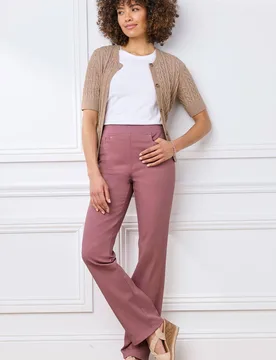 Women's Premium Pull On Twill Straight Leg Jeans in Rose Size: 10XS - Rose - Size: 10XS - Cotton Traders - FashionsVida