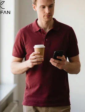 Camisa polo de manga corta de color burdeos sólido para hombre, regalo de verano, deportiva XXL - Shein - FashionsVida