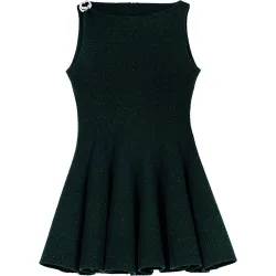 Vestido corto sin mangas de tweed de algodón con falda acampanada