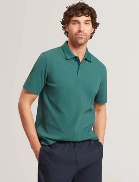 Cotton Rich Tipped Collar Polo Shirt Dark Green male - Ted baker - FashionsVida