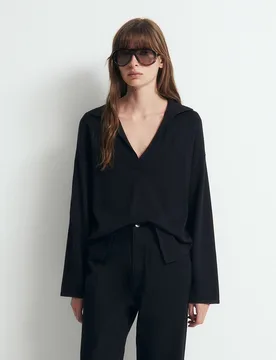 Jersey cuello polo punto liso - Sfera - FashionsVida