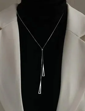 Simple Geometry Metal Hollow Out Triangle Y Shape Long Tassel Pendant Necklace for Women Fashion Jewelry Party Accessories Gift - Aliexpress - FashionsVida