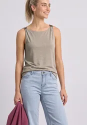 Top mit U-Boot-Ausschnitt und Schulterdetail female Beige