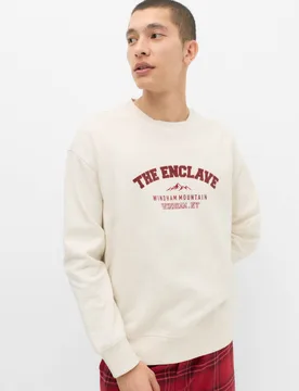 Cotton Graphic Print Sweatshirt Ecru Mix male - M&S - FashionsVida