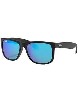 Lunettes de soleil lifestyle - Justin Classic Matte Rubber Black Blue Mirror en Nylon - Noir - Ray Ban - FashionsVida