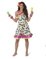 Rumba-Tänzerin-Kostüm mit Ananas bunt