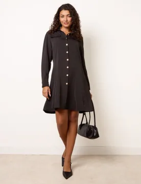 Crepe Fit & Flare Mini Dress - L / BLACK - female - Blue Vanilla - FashionsVida