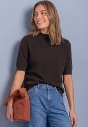 Kurzarm Pullover mit Turtle Neck female Braun