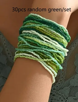 Piezas Pulseras elásticas vintage bohemias para mujer, pulseras de cuentas multicolores de varias capas en degradado, accesorios de moda para vacacio - Shein - FashionsVida