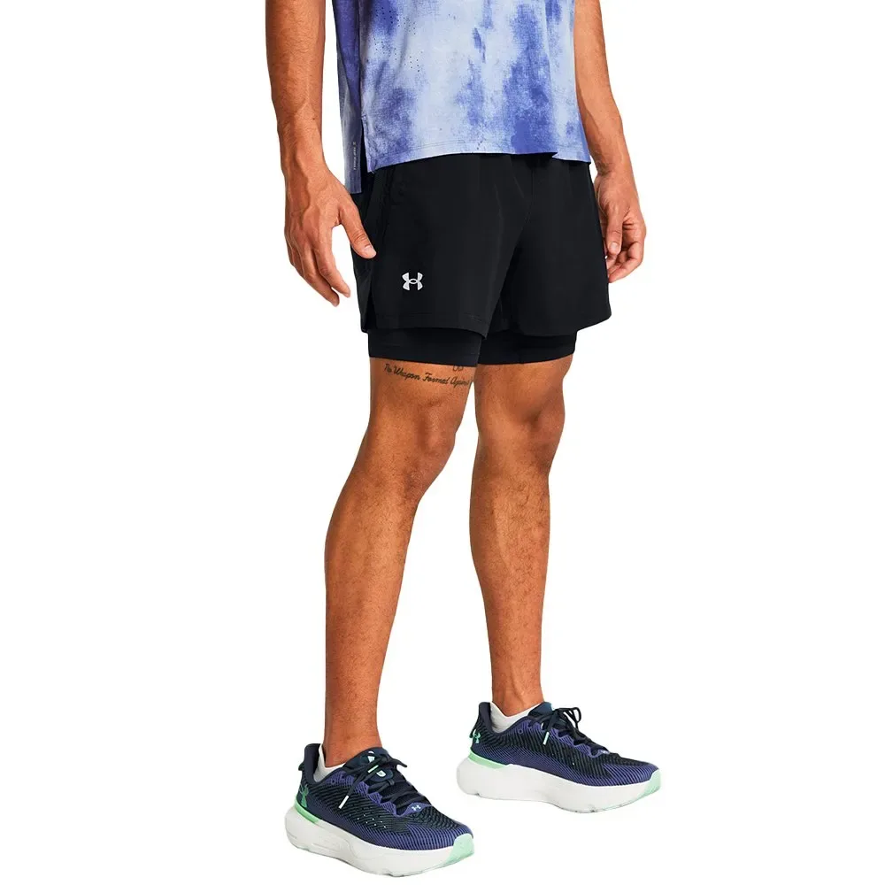 Pantaloni Corti Launch 5in 2-in-1 Black / Black / Reflective S - Under armour - FashionsVida