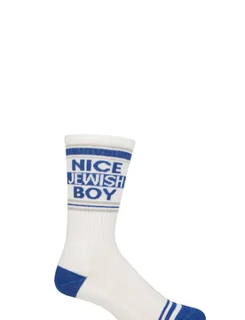 Pair Nice Jewish Boy Cotton Socks Multi One Size - White - Size: One Size - Gumball Poodle - FashionsVida