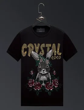 Cartoon Rabbit Rhinestones T Shirts Men Summer Clothes Fashion Streetwear O Neck Short Sleeve Thin Cool Elastic Cotton T-shirts - Aliexpress - FashionsVida