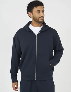 Mens Navy Relaxed Fit Zip Through Hoodie - Size 2xl - Brave soul - FashionsVida
