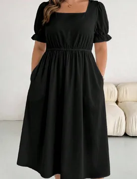 Vestido casual de manga corta para vacaciones, talla grande, para mujer, adecuado para primavera y verano 1XL - Shein - FashionsVida