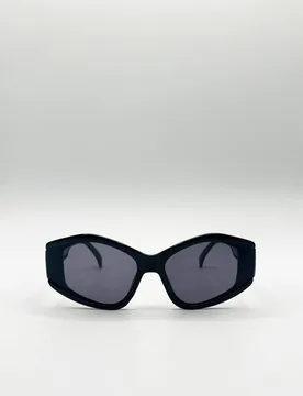 Women's Angular Cat-Eye Sunglasses in Black - Black - Size: One Size - SVNX - FashionsVida