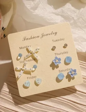 Sweet Fashion Cute Colorful Exquisite Bow Little Flowers Heart A Week Studs Earrings for Women Elegance Charming Holiday Jewelry - Aliexpress - FashionsVida